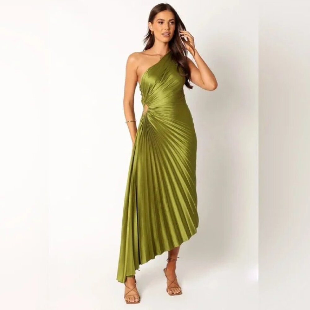 NEW Petal & Pup Kleo One Shoulder Maxi Dress, Green, M